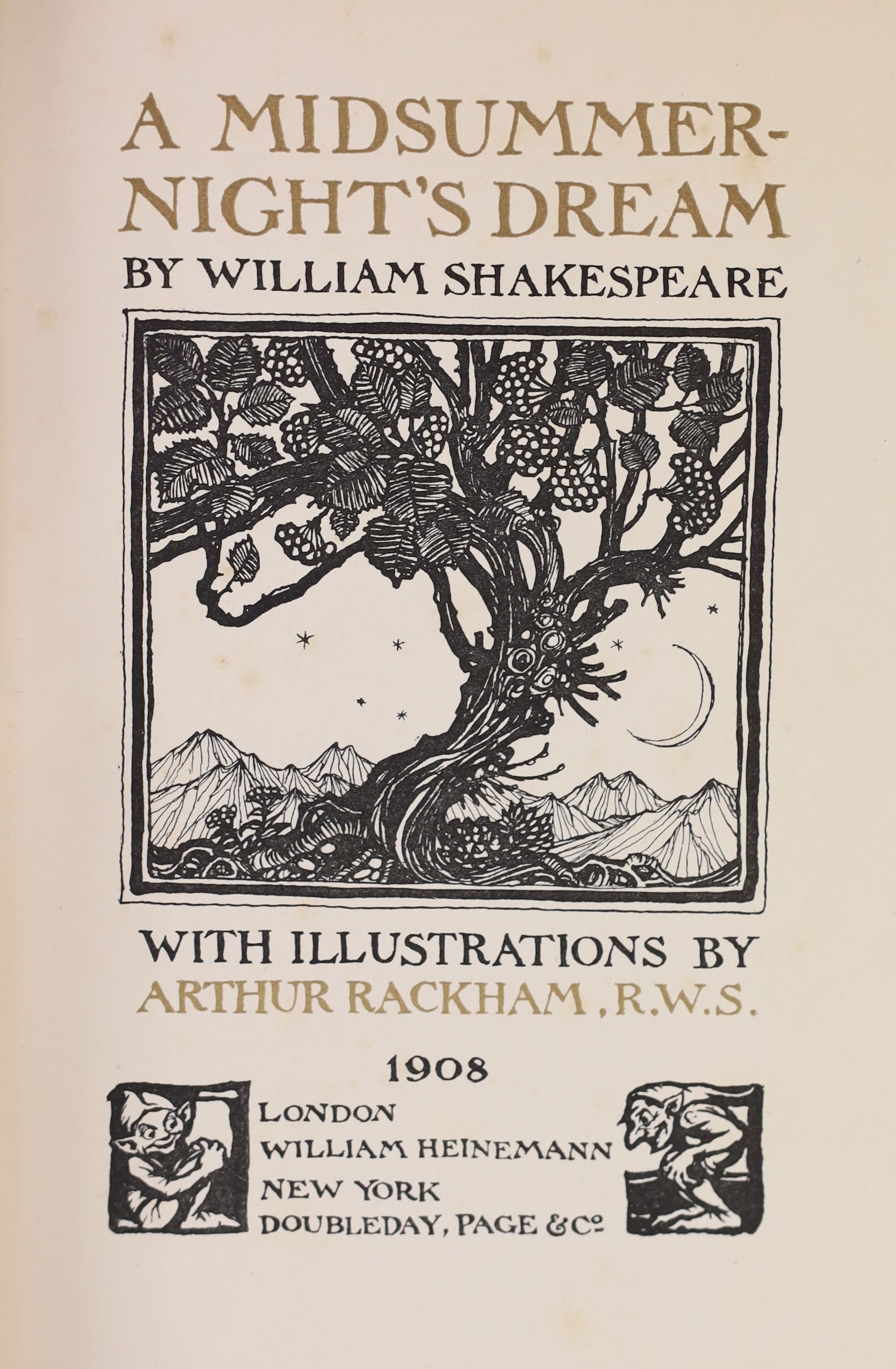 Rackham, Arthur (illustrator) - 5 works:- The Rhinegold and the Valkyrie, second impression, 1910; Siegfried & the Twilight of the Gods, ; Some British Ballads, tear to upper left of blue cloth front board, [1919]; Undin